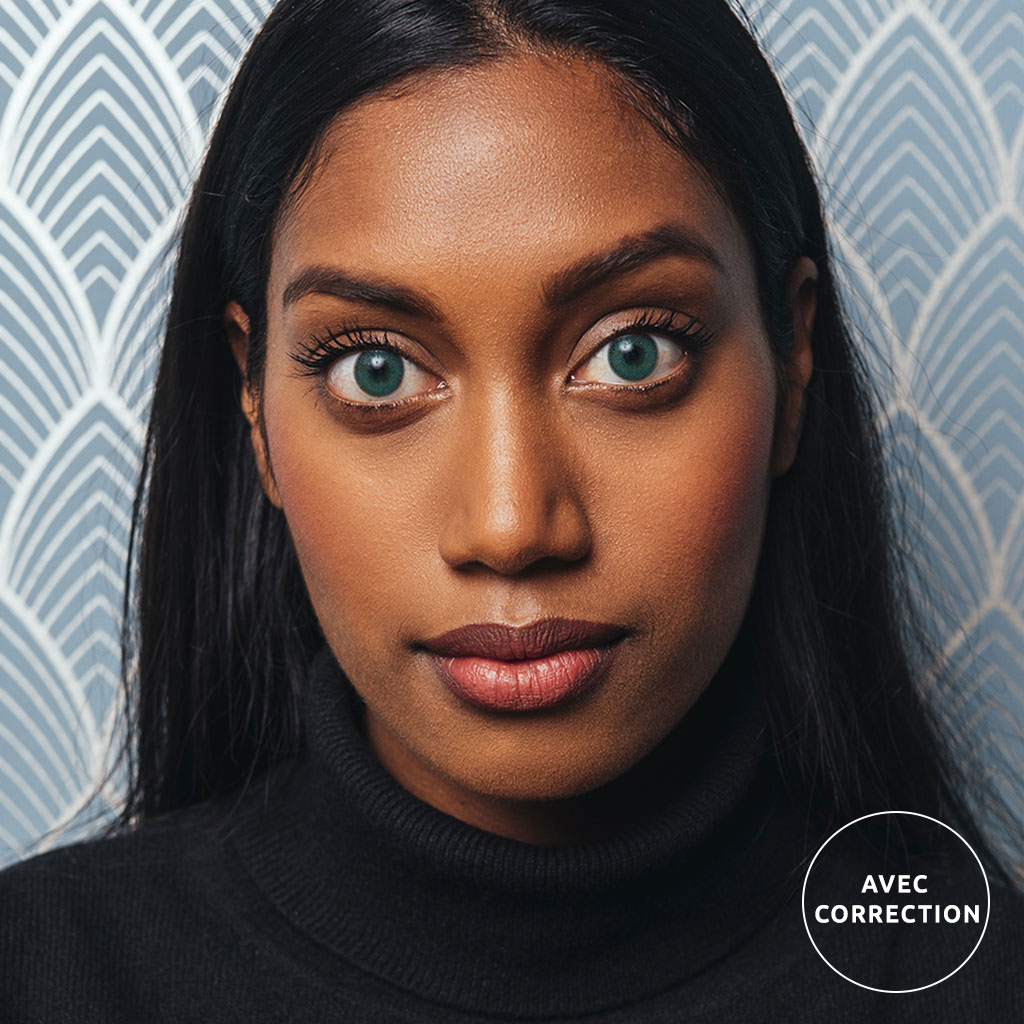 Lentilles de couleur Vert opaline avec correction - 3 mois