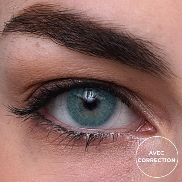 Lentilles de couleur Vert opaline avec correction - 3 mois